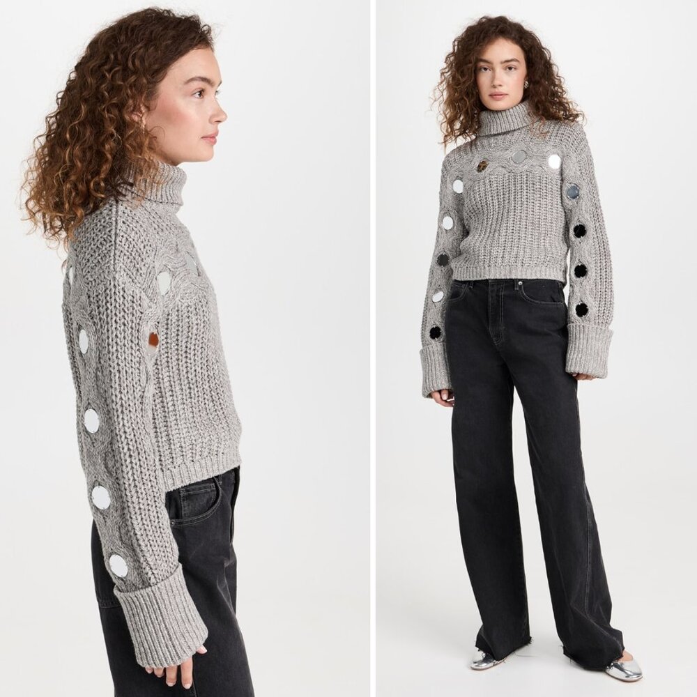 STAUD Vernacular Sweater XS/M Mirrored Heather Grey Knit Causal - Picture 2 of 8